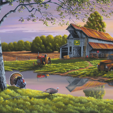 Darstellung des Puzzle Motivs Vintage Farmyard at Sunset with Turkeys 1000 Puzzle 3D Modell