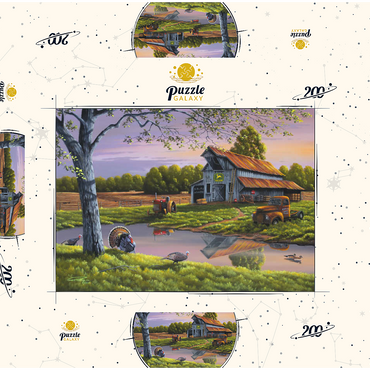 Darstellung des Puzzle Motivs Vintage Farmyard at Sunset with Turkeys 200 Puzzle Schachtel 3D Modell