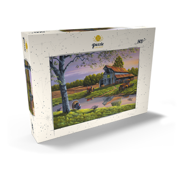 Darstellung des Puzzle Motivs Vintage Farmyard at Sunset with Turkeys 500 Puzzle Schachtel Ansicht2