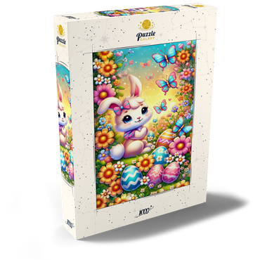 Darstellung des Puzzle Motivs Easter Bunny with Colorful Eggs and Butterflies 1000 Puzzle Schachtel Ansicht2