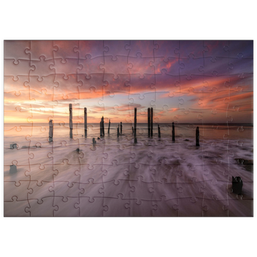 Darstellung des Puzzle Motivs puzzleplate Port Willunga Jetty Ruins at Sunset 100 Puzzle