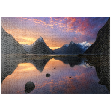Darstellung des Puzzle Motivs puzzleplate Milford Sound at Sunset, New Zealand 1000 Puzzle
