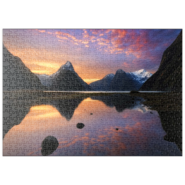 Darstellung des Puzzle Motivs puzzleplate Milford Sound at Sunset, New Zealand 500 Puzzle