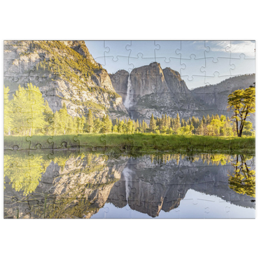 Darstellung des Puzzle Motivs puzzleplate Yosemite Falls Reflection in Spring 100 Puzzle