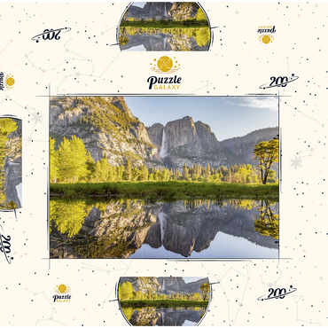 Darstellung des Puzzle Motivs Yosemite Falls Reflection in Spring 200 Puzzle Schachtel 3D Modell