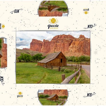 Darstellung des Puzzle Motivs Rustic Barn in Capitol Reef National Park 100 Puzzle Schachtel 3D Modell