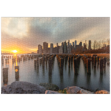 Darstellung des Puzzle Motivs puzzleplate Sunset Over Manhattan Skyline from Brooklyn 1000 Puzzle