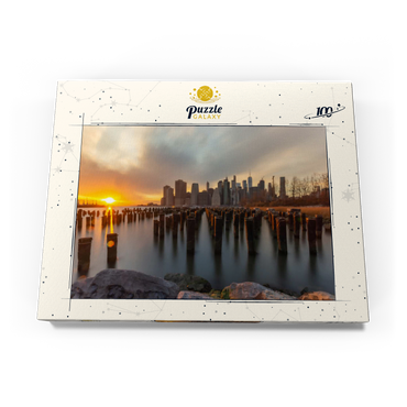 Darstellung des Puzzle Motivs Sunset Over Manhattan Skyline from Brooklyn 100 Puzzle Schachtel Ansicht3