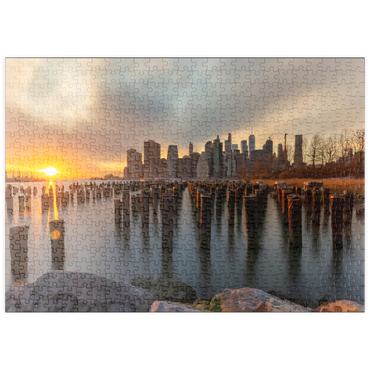 Darstellung des Puzzle Motivs puzzleplate Sunset Over Manhattan Skyline from Brooklyn 500 Puzzle
