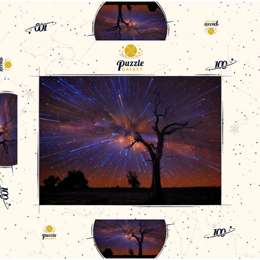 Darstellung des Puzzle Motivs Radiant Starburst Sky over Lone Tree at Night 100 Puzzle Schachtel 3D Modell