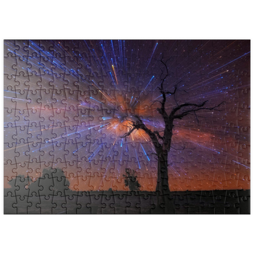 Darstellung des Puzzle Motivs puzzleplate Radiant Starburst Sky over Lone Tree at Night 200 Puzzle