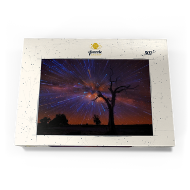Darstellung des Puzzle Motivs Radiant Starburst Sky over Lone Tree at Night 500 Puzzle Schachtel Ansicht3