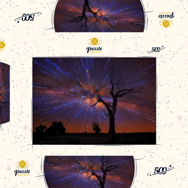 Darstellung des Puzzle Motivs Radiant Starburst Sky over Lone Tree at Night 500 Puzzle Schachtel 3D Modell