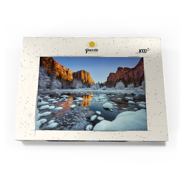 Darstellung des Puzzle Motivs Yosemite Winter Sunrise with Snow-Covered River 1000 Puzzle Schachtel Ansicht3