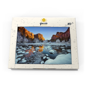 Darstellung des Puzzle Motivs Yosemite Winter Sunrise with Snow-Covered River 100 Puzzle Schachtel Ansicht3
