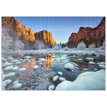 Darstellung des Puzzle Motivs puzzleplate Yosemite Winter Sunrise with Snow-Covered River 500 Puzzle