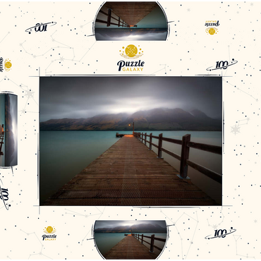 Darstellung des Puzzle Motivs Glenorchy Wharf – Moody Twilight over Lake Wakatipu 100 Puzzle Schachtel 3D Modell