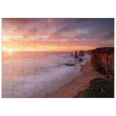 Darstellung des Puzzle Motivs puzzleplate Twelve Apostles – Sunset Glow on Victoria's Coast 100 Puzzle