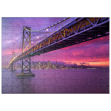 Darstellung des Puzzle Motivs puzzleplate San Francisco Bay Bridge at Sunset – City Lights View 100 Puzzle