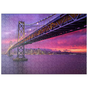 Darstellung des Puzzle Motivs puzzleplate San Francisco Bay Bridge at Sunset – City Lights View 200 Puzzle
