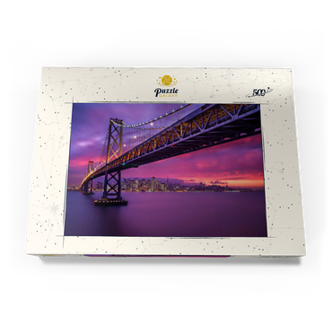 Darstellung des Puzzle Motivs San Francisco Bay Bridge at Sunset – City Lights View 500 Puzzle Schachtel Ansicht3