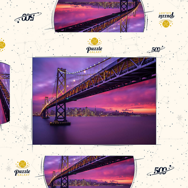 Darstellung des Puzzle Motivs San Francisco Bay Bridge at Sunset – City Lights View 500 Puzzle Schachtel 3D Modell
