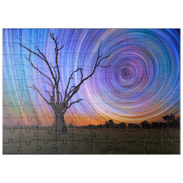 Darstellung des Puzzle Motivs puzzleplate Star Trails Over Lone Tree – Cosmic Night Sky 100 Puzzle