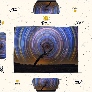 Darstellung des Puzzle Motivs Star Trail Spiral Over Lone Outback Tree 200 Puzzle Schachtel 3D Modell