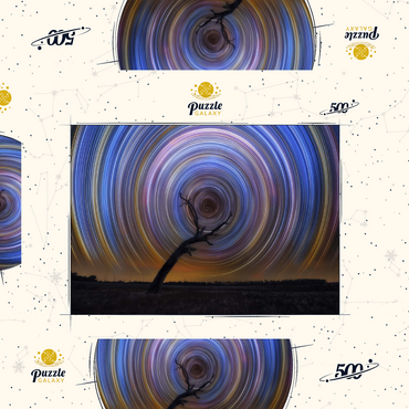 Darstellung des Puzzle Motivs Star Trail Spiral Over Lone Outback Tree 500 Puzzle Schachtel 3D Modell
