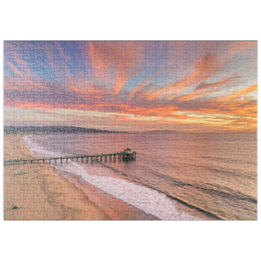 Darstellung des Puzzle Motivs puzzleplate Manhattan Beach Pier Sunset Glow California 500 Puzzle