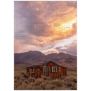 Darstellung des Puzzle Motivs puzzleplate Rustic Cabin Ruin in Eastern Sierra Sunset 1000 Puzzle