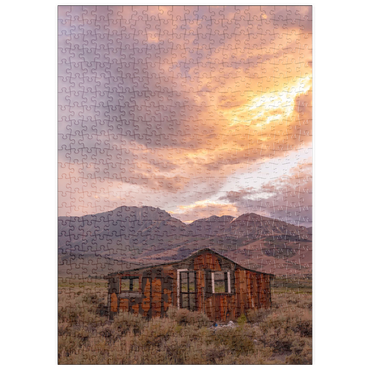 Darstellung des Puzzle Motivs puzzleplate Rustic Cabin Ruin in Eastern Sierra Sunset 500 Puzzle