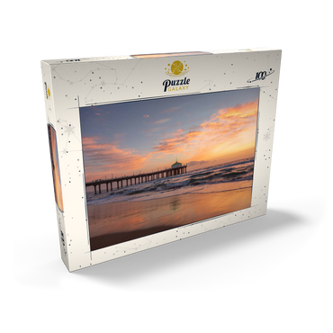 Darstellung des Puzzle Motivs Manhattan Beach Pier at Sunset with Holiday Lights 100 Puzzle Schachtel Ansicht2