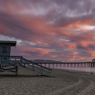 Darstellung des Puzzle Motivs Manhattan Beach Pier with Lifeguard Tower at Sunset 500 Puzzle 3D Modell