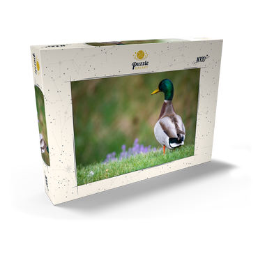 Darstellung des Puzzle Motivs Mallard Duck on Spring Meadow with Flowers 1000 Puzzle Schachtel Ansicht2