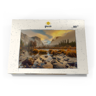 Darstellung des Puzzle Motivs Yosemite Valley at Sunrise with Mist and Reflections 500 Puzzle Schachtel Ansicht3