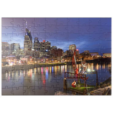 Darstellung des Puzzle Motivs puzzleplate Nashville Skyline with Cumberland River Reflections at Dusk 100 Puzzle