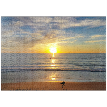 Darstellung des Puzzle Motivs puzzleplate Surfer at Sunset on California Beach 1000 Puzzle