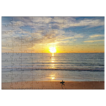 Darstellung des Puzzle Motivs puzzleplate Surfer at Sunset on California Beach 100 Puzzle
