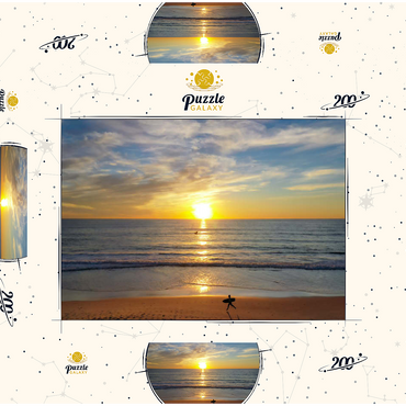 Darstellung des Puzzle Motivs Surfer at Sunset on California Beach 200 Puzzle Schachtel 3D Modell