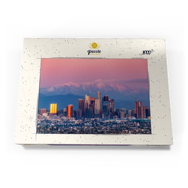 Darstellung des Puzzle Motivs Los Angeles Skyline at Sunset with Snowy Mountains 1000 Puzzle Schachtel Ansicht3