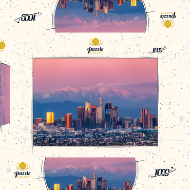 Darstellung des Puzzle Motivs Los Angeles Skyline at Sunset with Snowy Mountains 1000 Puzzle Schachtel 3D Modell