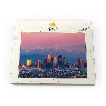 Darstellung des Puzzle Motivs Los Angeles Skyline at Sunset with Snowy Mountains 100 Puzzle Schachtel Ansicht3