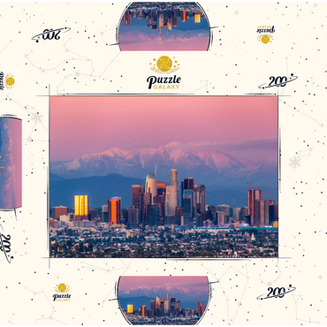 Darstellung des Puzzle Motivs Los Angeles Skyline at Sunset with Snowy Mountains 200 Puzzle Schachtel 3D Modell