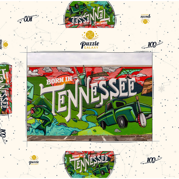 Darstellung des Puzzle Motivs Born in Tennessee Street Art Wall Mural 100 Puzzle Schachtel 3D Modell
