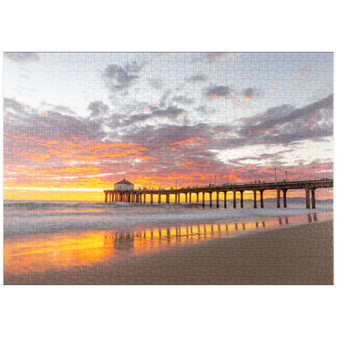 Darstellung des Puzzle Motivs puzzleplate Manhattan Beach Pier Sunset Reflection 1000 Puzzle
