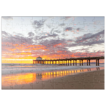Darstellung des Puzzle Motivs puzzleplate Manhattan Beach Pier Sunset Reflection 100 Puzzle