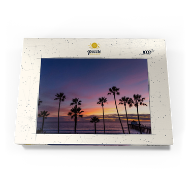 Darstellung des Puzzle Motivs Manhattan Beach Pier at Sunset with Palm Silhouettes 1000 Puzzle Schachtel Ansicht3