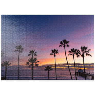 Darstellung des Puzzle Motivs puzzleplate Manhattan Beach Pier at Sunset with Palm Silhouettes 1000 Puzzle