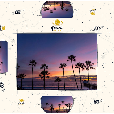 Darstellung des Puzzle Motivs Manhattan Beach Pier at Sunset with Palm Silhouettes 100 Puzzle Schachtel 3D Modell